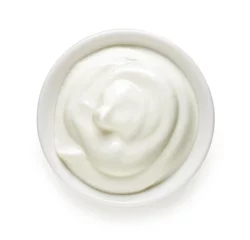 Fotobehang White bowl of cream, top view © bigacis