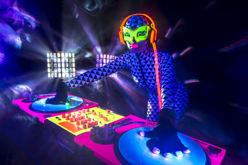 sexy neon uv glow DJ