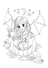Coloring page The Lady and the bat