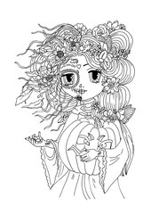 Coloring page The Lady and the pumpkin