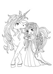 Coloring page The Lady and the Unicorn