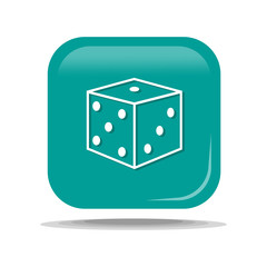 Flat Icon of dice. Isolated on blue background. Modern vector illustration for web and mobile.
