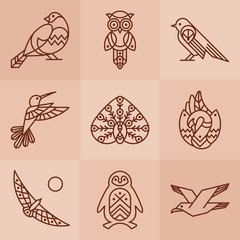 Birds line icons