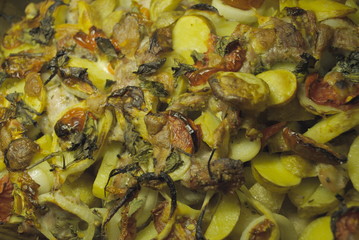 vegetables with meat cooked in the oven