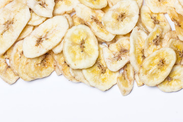 Dried banana slices snack.