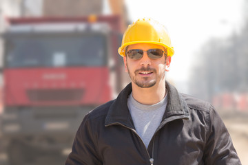 Construction worker ready for a hard job outdoors.