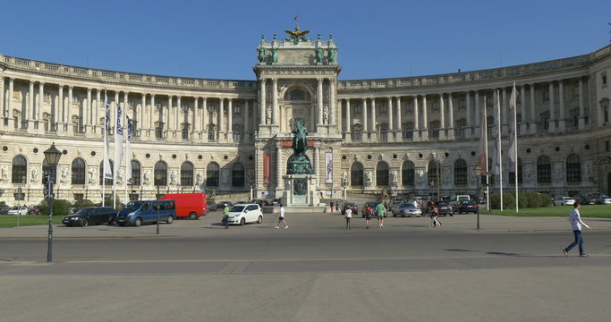 View from Heldenplatz (Helden square) to the Austrian National Library. It is former residence of Hapsburg dynasty.