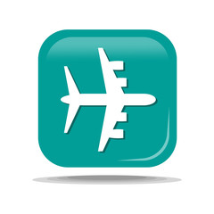 Flat Icon of aircraft. Isolated on blue background. Modern vector illustration for web and mobile.