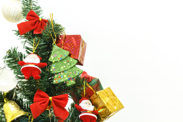 Fototapeta na wymiar Happy new year and Christmas ornaments on the Christmas tree wit