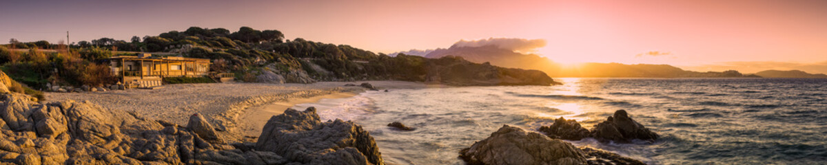 Panoramic view of Plage de Petra Muna near Calvi in Corsica