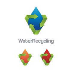 Recycle Logo - Recycled Water - Triangel, Arrow, Twist And Water Design Logo Vector