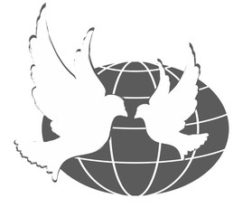 Logo of a pigeon with globe.