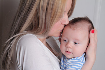 Happy Mother and 3 month old baby boy