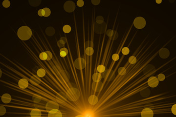 abstract background, gold rays and particle