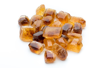Large caramelized sugar on a white background.