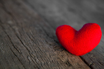 Fototapeta premium Valentines day red heart on old wooden background
