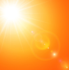 Summer natural  background with sun and lens flare. 