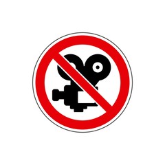 STOP.  No video shooting sign /No Photo. Vector. The icon with a red sign on a white background. Can be used as a design element. Warns.