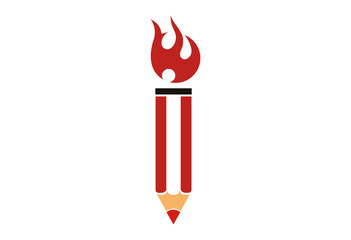 Pencil Fire Logo Vector