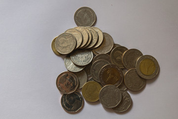 Baht coins currency used in Thailand.
