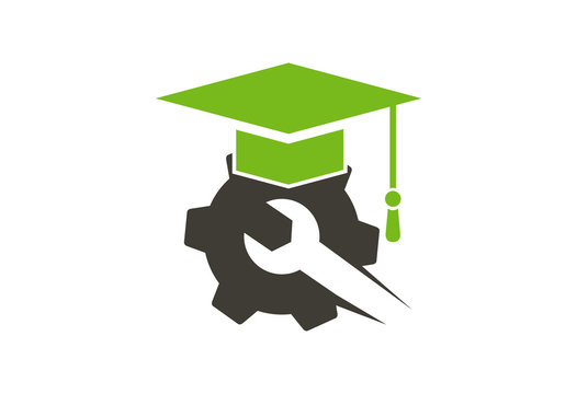 Gear Graduation Logo Vector