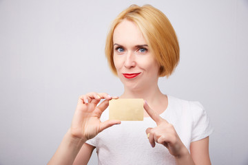 Woman with bank cards