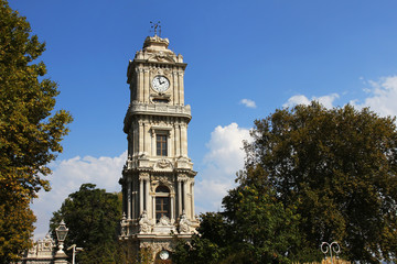 Fototapeta na wymiar Clock tower in dolmabahce palace,Istanbul,Turkey