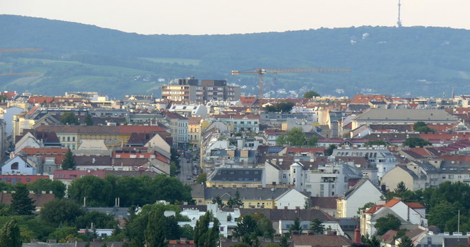 Panorama of the city of Vienna, Austria. Shot from Schonbrunn park.