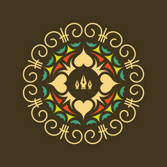 Ornament Decoration. Ornate Frame. Elegant Element for Design, Place for Text. Retro Style for Invitations, Banners, Posters, Placards and Badges. Ethnic Circle Element. Vector Fashion Illustration.