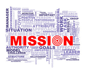 Word tags wordcloud of mission