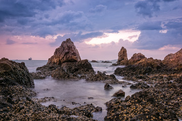 Seascape at the sea with stone