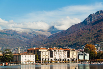 Fototapeta na wymiar Panoramic view on Lugano lake, Switzerland
