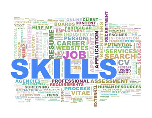 Obraz premium Skills wordcloud word tags