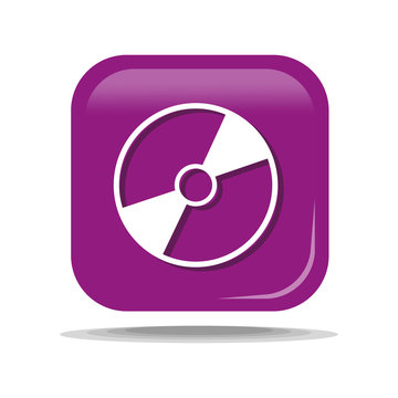 Flat Icon of computer disk. Isolated on purple background. Modern vector illustration for web and mobile.