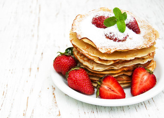 Pancakes with strawberries