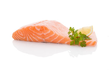 Fresh salmon steak isolated.
