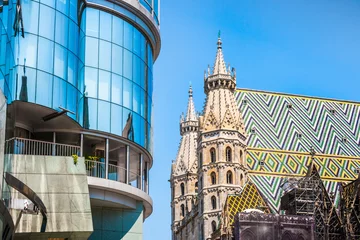 Zelfklevend Fotobehang St. Stephen's Cathedral with Haas Haus in Vienna, Austria © JFL Photography