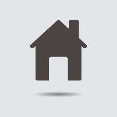 Icon gray house with shadow. Vector illustration.