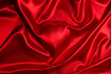 Naklejka na ściany i meble Valentines Day Background, Valentine Heart Red Silk