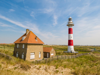 Fototapeta na wymiar Lighthouse Vierboete, Nieuwpoort, West Flanders, Belgium