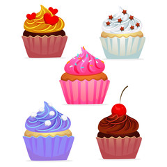 Illustration of Different Cupcakes
