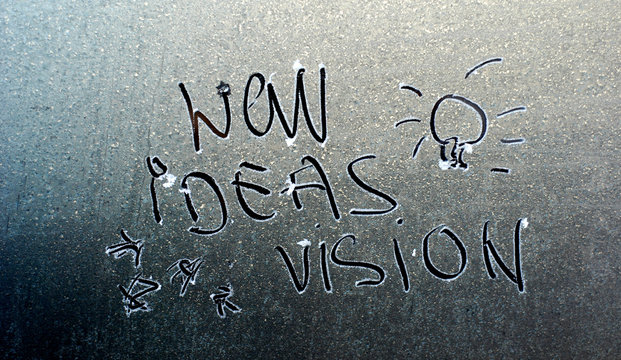 business concept made with words on a frost window