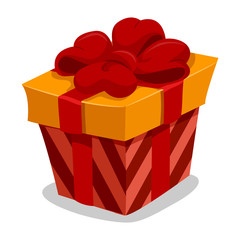Illustration of Red Gift Box with Red Ribbon