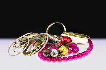 Golden bracelets and beads