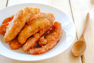 Thai snack sweetened fried banana fritters