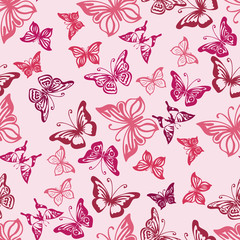Fototapeta premium Seamless pattern with silhouettes of butterflies