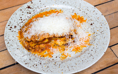 Italian lasagna with parmesan