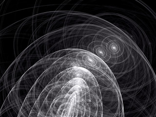 Abstract digitally generated image curls and circles