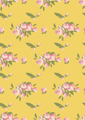 Floral magnolia retro vintage background