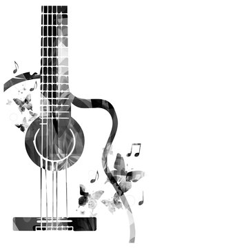 Guitar with butterflies design